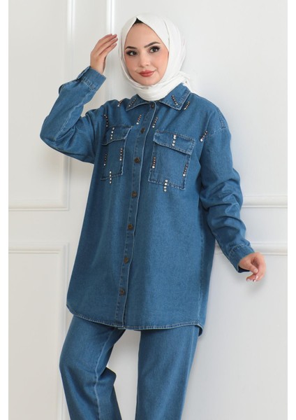 Cepli Taş Detaylı Kot Takım Mavi 19207 fiyatları