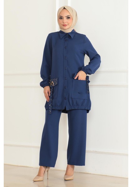Cep Detaylı Takım Indigo 19229