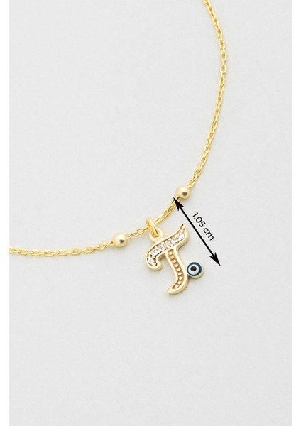 T Harfi 18 Ayar Sarı Altın Kaplama 19 cm Gümüş Nazar Bileklik modelleri