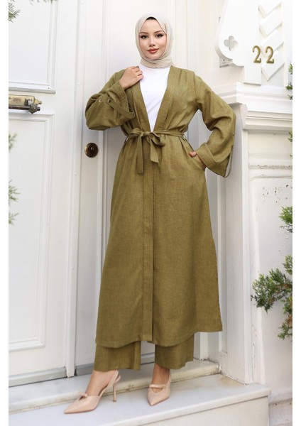 Apolet Detaylı Kimono Takım Haki 19253