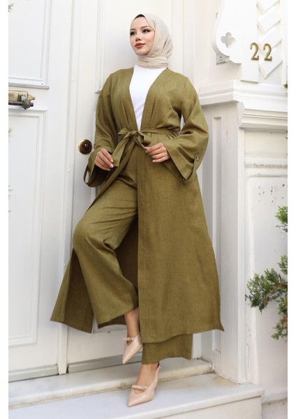 Apolet Detaylı Kimono Takım Haki 19253 modelleri