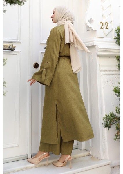 Apolet Detaylı Kimono Takım Haki 19253 fırsatları