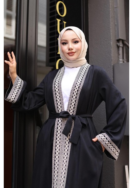 Etnik Desenli Kimono Takım Siyah MSW19251 fiyatları