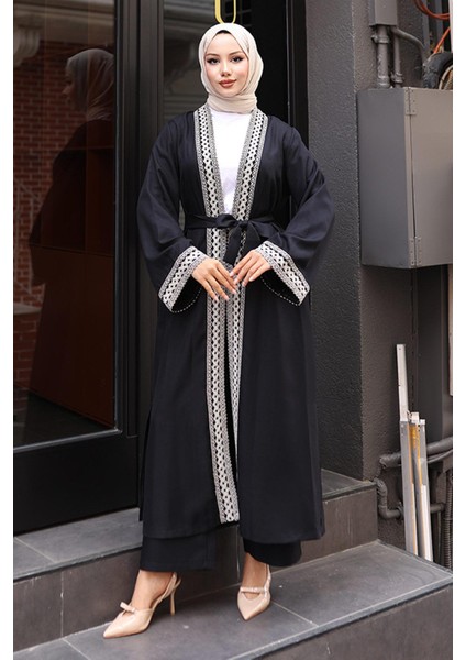 Etnik Desenli Kimono Takım Siyah MSW19251 modelleri