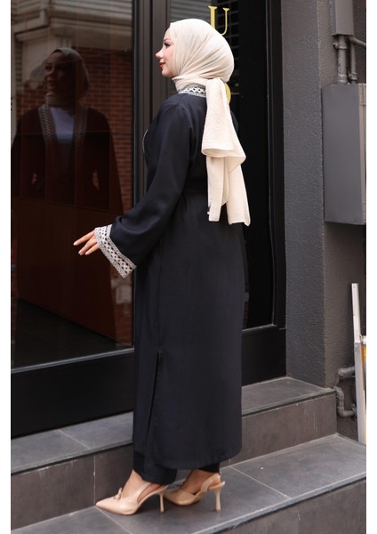 Etnik Desenli Kimono Takım Siyah MSW19251 fırsatları