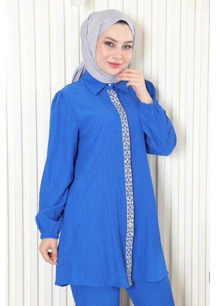 Taş Detaylı Takım Mavi MSW19195 fiyatları