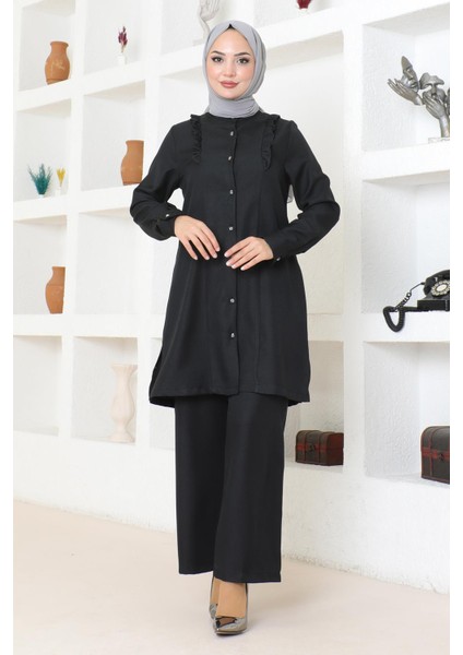 Fırfır Detaylı Takım Siyah MSW19224