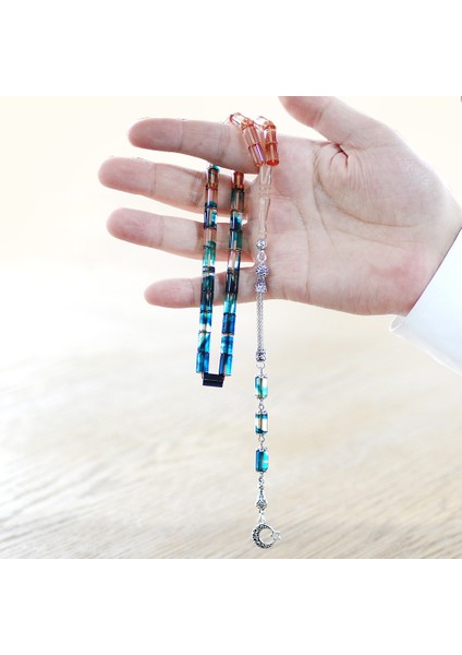 Kararmaz Metal Püsküllü Kesme Kesim Süzme Mavi Beyaz Ateş Kehribar Tesbih modelleri