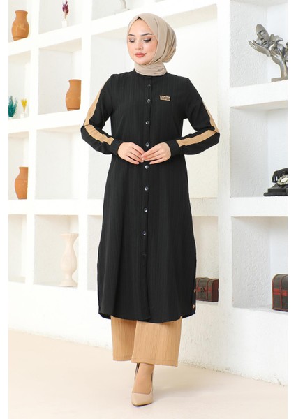 Arma Detaylı Düğmeli Takım Siyah 19194