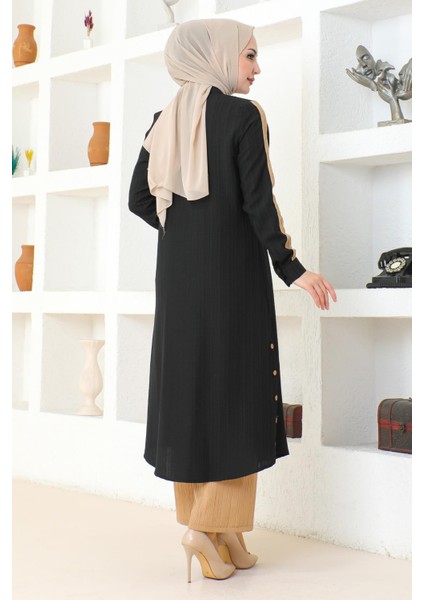 Arma Detaylı Düğmeli Takım Siyah 19194 fırsatları