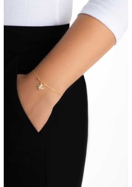 K Harfi 18 Ayar Sarı Altın Kaplama 19 cm Gümüş Nazar Bileklik fırsatları