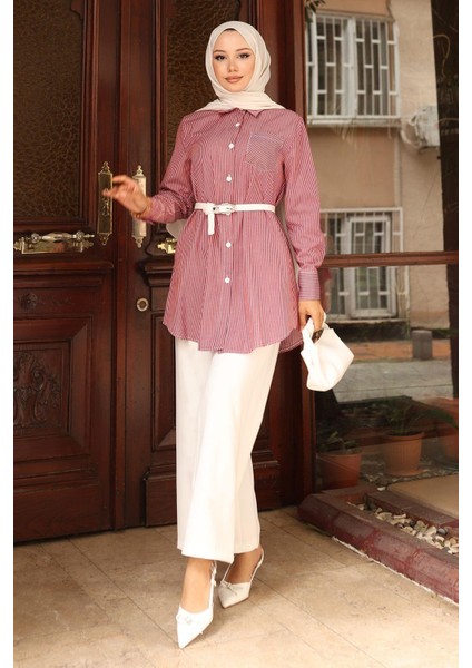 Çizgili Cep Detaylı Takım Bordo MSW19242 modelleri