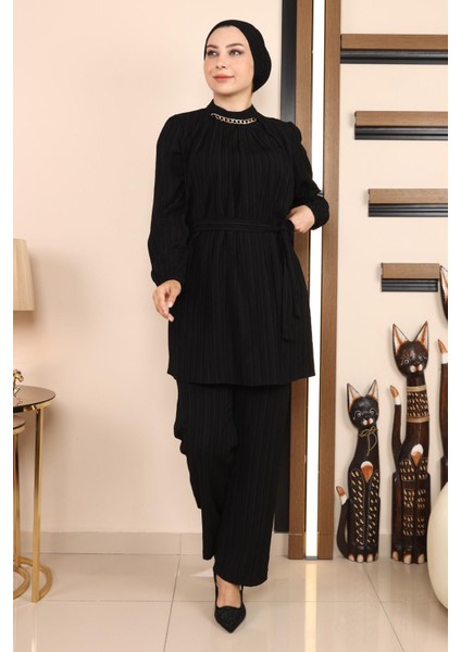 Zincir Detaylı Takım Siyah MSW19140