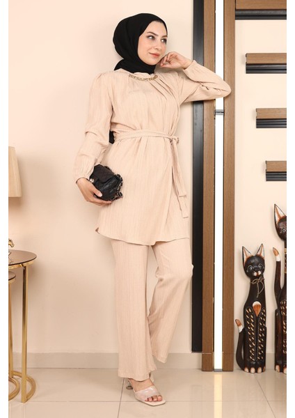 Zincir Detaylı Takım Bej MSW19140 modelleri