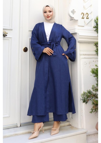Apolet Detaylı Kimono Takım Indigo 19253 modelleri