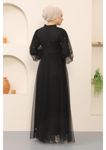 Inci Detaylı Tül Abiye Siyah MSW12238 indirimleri