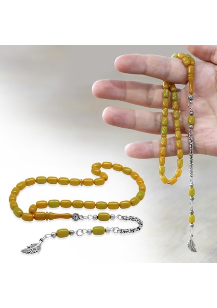 Kararmaz Metal Püsküllü Kapsül Kesim Bal Rengi Sıkma Kehribar Tesbih fiyatları