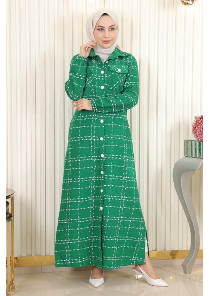 Düğmeli Kaşe Kaban Zümrüt 19260