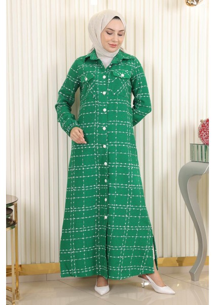 Düğmeli Kaşe Kaban Zümrüt 19260 modelleri