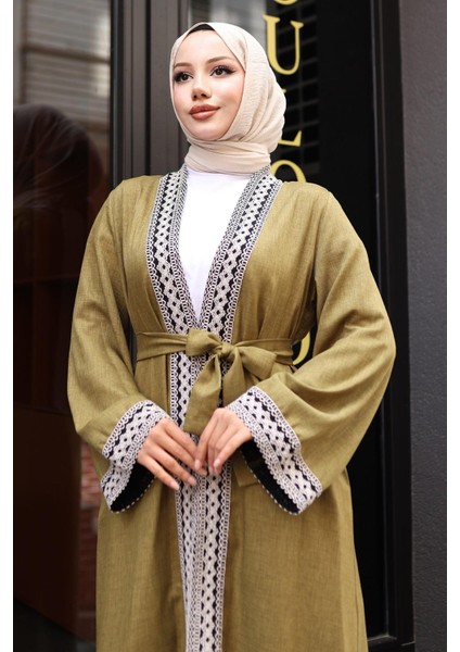 Etnik Desenli Kimono Takım Haki MSW19251 fiyatları