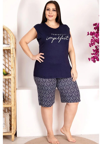 Lady Lady Büyük Beden Çizgili Sıfır Kollu Şortlu Pijama Takımı fiyatları