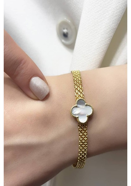 14 Ayar Altın Büyük Yonca Bismark Bileklik