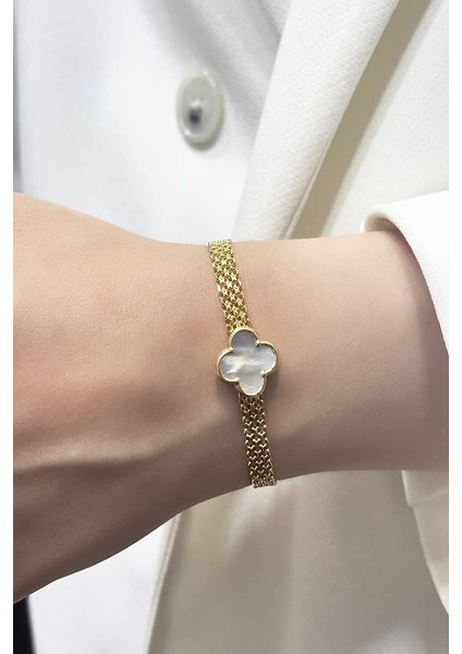 14 Ayar Altın Büyük Yonca Bismark Bileklik fiyatları