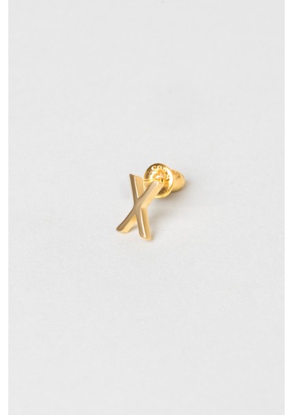 x Harfi 18 Ayar Sarı Altın Kaplama Gümüş Tek Küpe