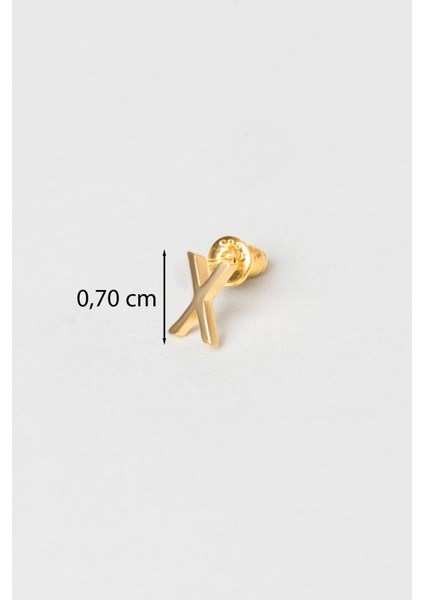 x Harfi 18 Ayar Sarı Altın Kaplama Gümüş Tek Küpe modelleri