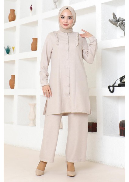 Fırfır Detaylı Takım Bej MSW19224