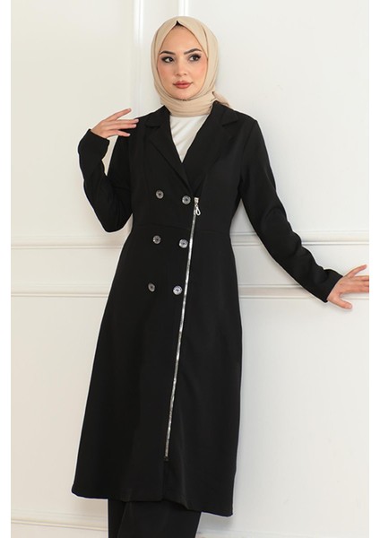 Düğme Detaylı Fermuarlı Takım Siyah MSW19219 fiyatları