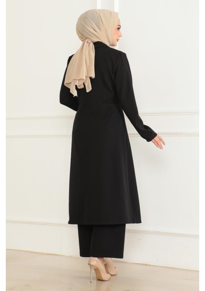 Düğme Detaylı Fermuarlı Takım Siyah MSW19219 fırsatları