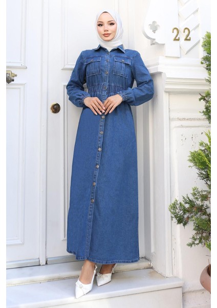 Beli Lastikli Kot Ferace Açık Mavi MSW19228