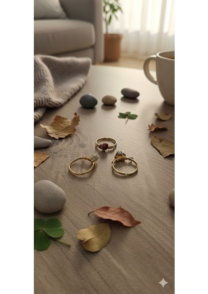 Doğal Taş Yüzük Seti - 3'lü Kombin, Şık ve Trend Yüzükler modelleri