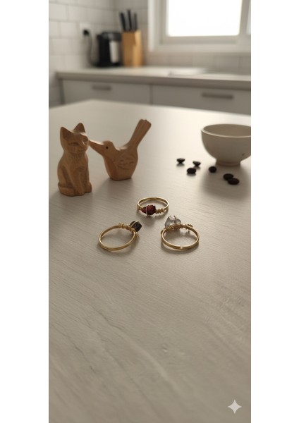 Doğal Taş Yüzük Seti - 3'lü Kombin, Şık ve Trend Yüzükler fırsatları