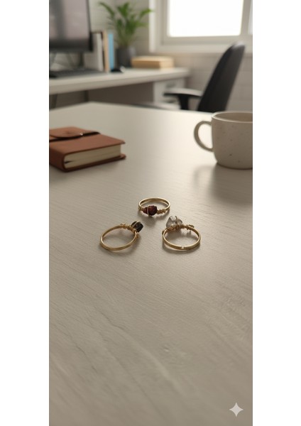 Doğal Taş Yüzük Seti - 3'lü Kombin, Şık ve Trend Yüzükler indirimleri