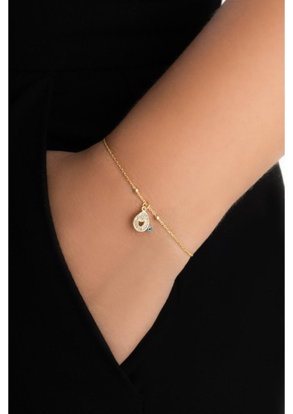 O Harfi 18 Ayar Sarı Altın Kaplama 19 cm Gümüş Nazar Bileklik fiyatları