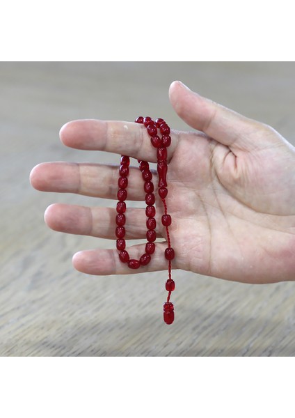 Sistemli Küp Kesim Bilek Boy Sedefli Kırmızı Ateş Kehribar Tesbih modelleri