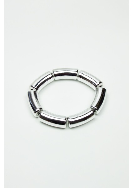 Metalize Gümüş Renk Esnek Bileklik