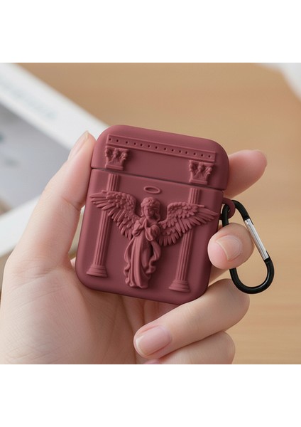 Apple Airpods 1/2.nesil Kılıf Antik Melek Bordo