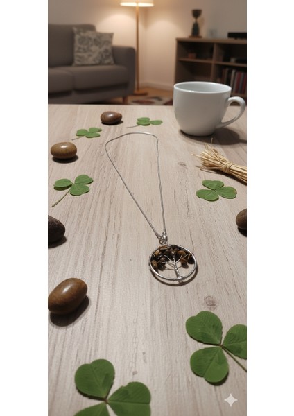 Kaplangözü Hayat Ağacı Kolye - Doğal Taş Zincirli Şans ve Bereket Sembolü fırsatları