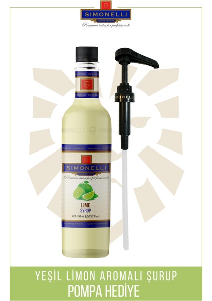 Kahve ve Kokteyl Şurubu Lime Aromalı 700 ml + Pompa