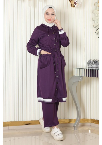 Kapşonlu Ribanalı Takım Mor MSW19196 modelleri