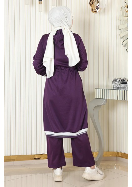 Kapşonlu Ribanalı Takım Mor MSW19196 fırsatları