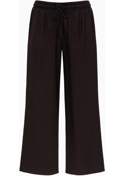 4767 Kadın Geniş Paça Palazzo Cepli Pantolon Siyah