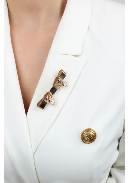 Bronz Renk Fiyonk Şeklinde Yaka Broşu fiyatları