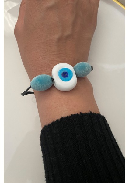 Nazar Boncuklu Siyah Deri Bileklik