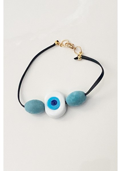 Nazar Boncuklu Siyah Deri Bileklik fiyatları