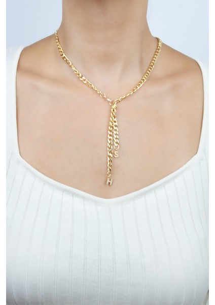 Kişiselleştirilebilir Harfli Gold Zincir Kolye