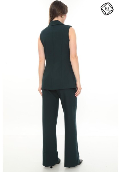 Kadın Rahat Kesim Astarlı Kolsuz Blazer Ceket Pantolon Takım Elbise fırsatları